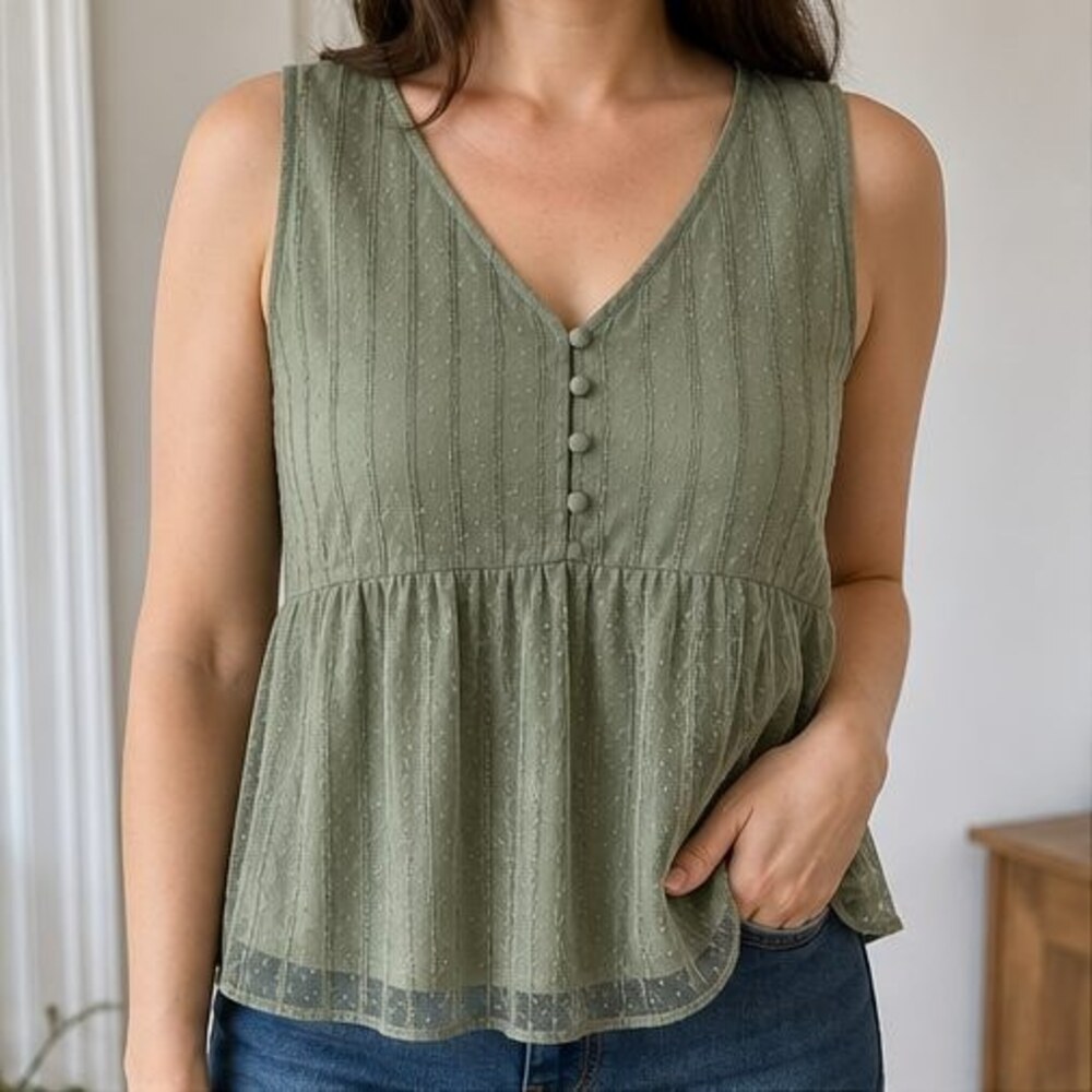 Sage Button Blouse - Picture 2 of 6